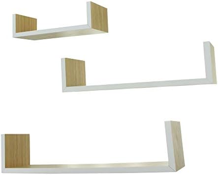 Estante De Pared Natural De Madera Natural En El Juego De 3