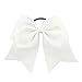 20 PCS 8 Inch Cheer Hair Bows Large Cheerleading Big Hair Bows with Ponytail Holder Hand-made Grosgrain Ribbon Hair Accessories for Teen Girls ((Pure White))