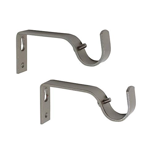 image for GB HOME COLLECTION Curtain Rod Brackets, Satin Nickel, Set of 2, Premi