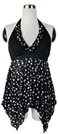 Olyer Two Piece Tankini Swimwear Plus Size With Boyshorts (5XL, Black dot)