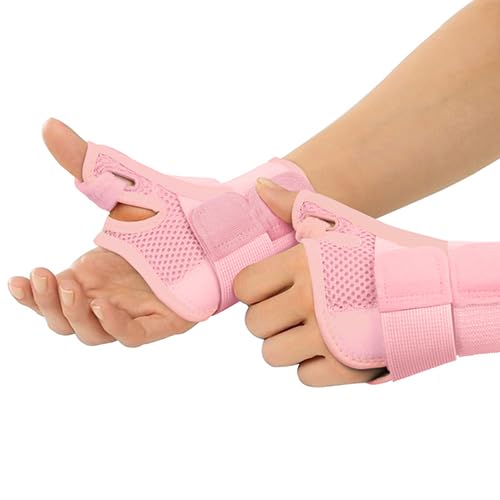 INSTINNCT Wrist Thumb Support Brace, Fully Adjustable Thumb Brace for Men and Women, Thumb Flexible Splint for Tendonitis and Thumb Pain & Injury, Fits Both Right Hand and Left Hand, Coral Rose (Pair)