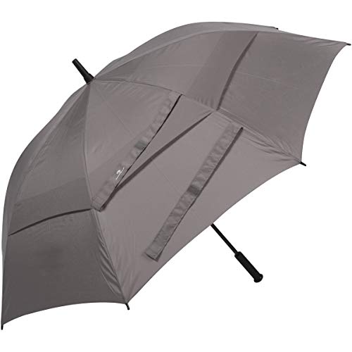 Procella Golf Umbrella Windproof Waterproof - 62 Inch Large Automatic Open Rain & Wind Resistant Vented Double Canopy - Best Golf-Sized Stick Umbrellas for Men and Women (Grey)