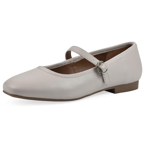 WHITE MOUNTAIN Women's Boch Mary Jane Flat, Eggshell/Smooth, 9 M