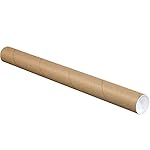 Tape Logic TLP2515K Mailing Tubes with Caps, 2-1/2" x 15", Kraft (Pack of 34)