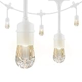 Enbrighten Classic LED Cafe String Lights, White, 24 Foot Length, 12 Impact Resistant Lifetime Bulbs, Premium, Shatterproof, Weatherproof, Indoor/Outdoor, Commercial Grade, UL Listed, 36803