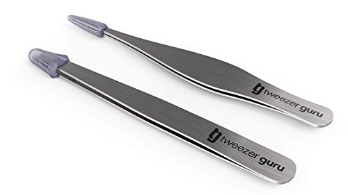Tweezers Set - TweezerGuru Stainless Steel Slant Tip and Pointed Eyebrow Tweezer Set - Flawless Precision for Facial Hair, Ingrown Hair, Eyebrows, Splint, Blackhead and Tick Remover (Silver) - Thumbnail 5