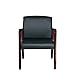Alera Reception Lounge Series Guest Chair, Mahogany/Black Leather