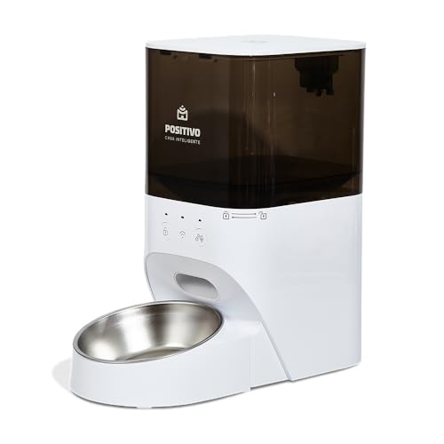 Smart Alimentador Pet Wi-Fi Positivo Casa Inteligente, Agendamento de Porções por App, Gravador de Voz, 4L, Sensor antiobstrução, Tigela removível – Compatível com Alexa e Google Assistente