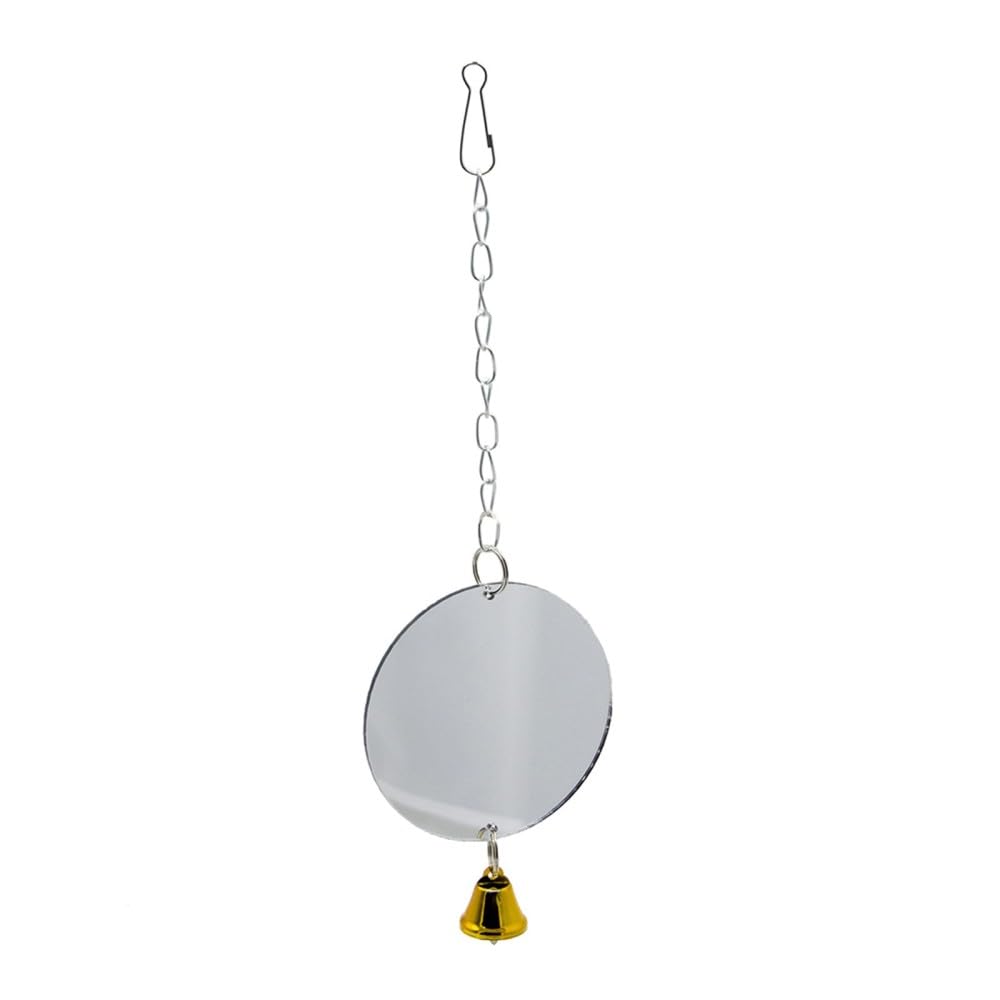 DONGKER Bird Cage Hanging Mirror, Bird Acrylic Mirror With Bell for Parrot Cockatiel Parakeet Cockatiel