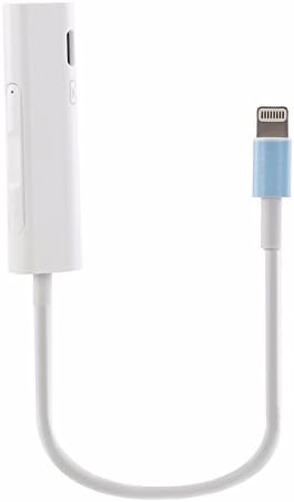 iPhone 7, Dual Function Lightning Adapter + 3.5mm Headphone Jack By OnGo - iPhone 7 Splitter With Extension Cable and Music Controller (White)