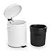 BINO Round Step Trash Can | Home or Office Bathroom Trash Cans with Lids | Kitchen Garbage Can with Non-Slip Stepper | Stainless Steel Small Trash Can with Lid | Matte White (1.3 Gallon/5 Liter)