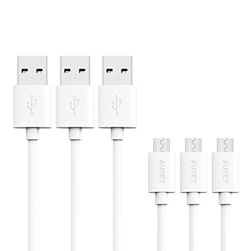 Aukey [3-Pack] 3.9ft Premium Micro USB Cable Hi-speed Micro USB Cable USB 2.0 A Male to Micro B Sync & Charging Cable (CB-D10 White)