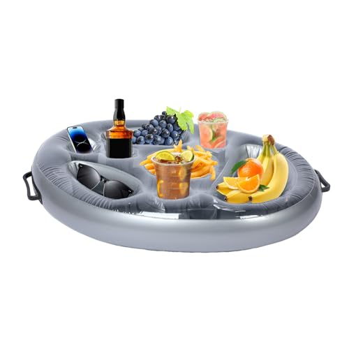 2 in 1 Inflatable Drinks Holder & Snack Tray - Bar with 8 Holes - Large Capacity - Floating Holder for Pool Parties, Beach and Hot Tub