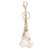 Funbase PU Rose Flower Tassel Keychain Keyring Charm Handbag Purse Pendant