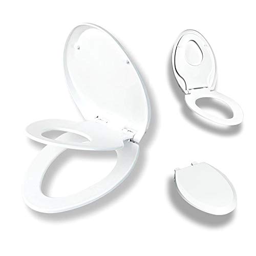 Elongated Potty Training Next Step Toilet Seat with Builtin Child Seat