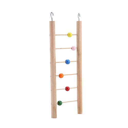 Wooden Parrot Ladder, Bird Climbing Toy with Beads Hanging Swing Perch for Parakeets Cockatiels Cockatiels African Grey Lovebirds