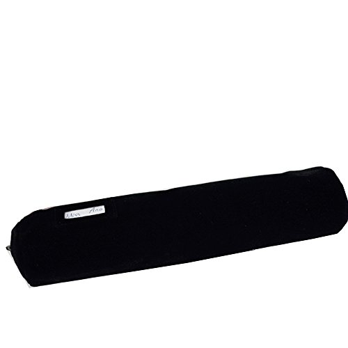 UnionPlus Velet Travel Jewelry Case Roll Bag Organizer for Necklace Bracelet Earrings Ring (Medium - Bracket, Black)