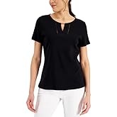 Women's Cotton Keyhole-Cutout Top