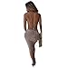 Blooming Jelly Women's Bandage Spaghetti Strap Bodycon Midi Dresses Party Club,Medium,Khaki