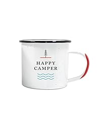 Happy Camper esmalte Camping taza   blanco, 12 oun