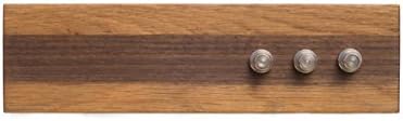 Decorative Wall 8" Oak Wood Magnetic Keyring Holder with Walnut Inlay
