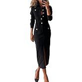 Ru Sweet Denim Dress for Women Trendy Long Sleeve Button Down Denim Maxi Dress Bodycon Slit Long Jean Dresses