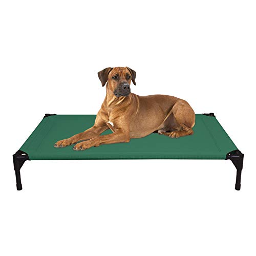 Veehoo Cooling Elevated Dog Bed, Portable Raised Pet Cot with Washable & Breathable Mesh, No-Slip Rubber Feet for Indoor & Outdoor Use, Large, Green