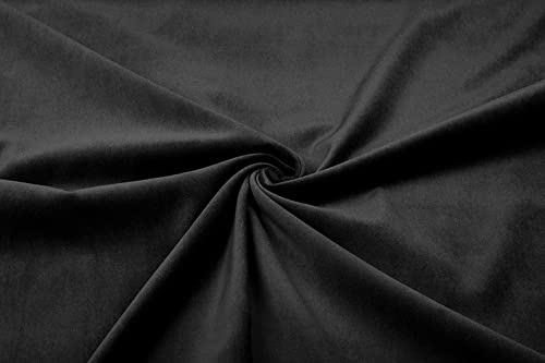 Decor Velvet Fabric Soft Strong Stretch Velour Material - Home Decor, Curtains, Upholstery, Dress - 165cm Wide (Black, 2 METRES)