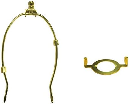 TOOTOO STAR 8" Brass Lamp Harp and E26 Light Base UNO Fitter Adapter Converter Finial Set,Tall 8inch I.D. 1-7/16"(36MM),Detachable Parts
