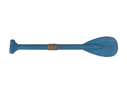 Hampton Nautical  Paddle 24-108 Wooden Rustic Decorative Rowing Boat Paddle with Hooks, 24", Light Blue - Thumbnail 4