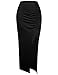Doublju Women Stylish Comfortable Shirring Maxi Skirts with Side Slit