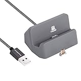 Smart&Cool Nylon Braided 3 in 1 Three Mode Magnetic Charging Dock for i-Product and Android Mobile Devices (5ft-Charging Base-Gray)