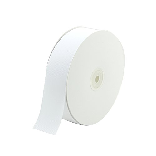 VATIN 1-1/2 Inches Double Face Solid Grosgrain Ribbon 50 Yards-Roll, (White)