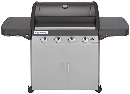 Campingaz Barbecue à gaz Class 4 L Plus, 4 brûleurs, Puissance 12.8kW, Système de nettoyage facile InstaClean, Grille et plancha en fonte double émaillage, 2 tablettes latérales