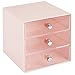 mDesign Plastic 3-Drawer Stackable Nursery Storage Organizer for Baby/Kids Bedroom, Changing Table, Playroom, Modern Organization for Diaper Creams and Small Toys, Lumiere Collection, Light Pink/Clear