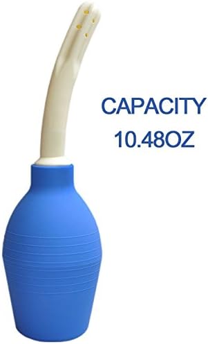 Enema Premium Bulb Syringe - Safe, Comfortable double bulb for enema and vaginal health - Ideal for even - 10.48oz Silicone enema capacity (Blue)
