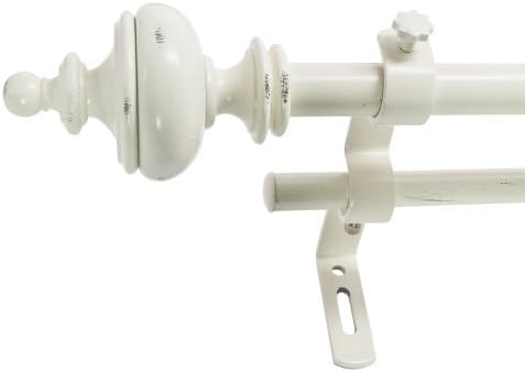 Montevilla 5/8-Inch Urn Double Window Treatment Rod Set, 86 to 128-Inch, Distressed White by Montevilla
