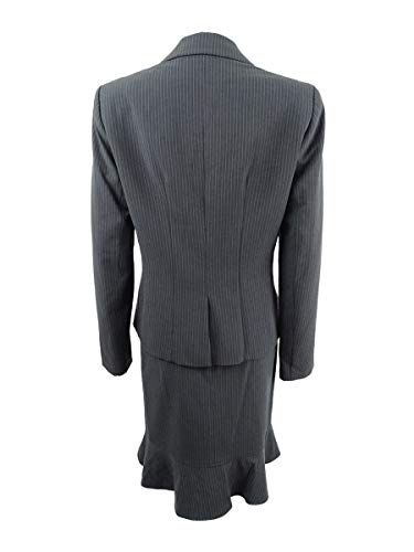 Tahari ASL Women's One-Button Skirt Suit (4, Dark Grey/Ivory)