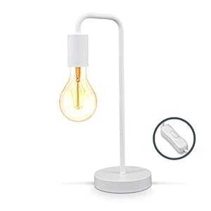B.K.Licht I Tafellamp I retro lamp voor binnen I metaal I industrieel I wit I netstroom I aan/uit schakelaar I…