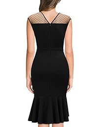 Vestido de cóctel para dama, elegante, de malla, con cuello en V, sin mangas, con volantes