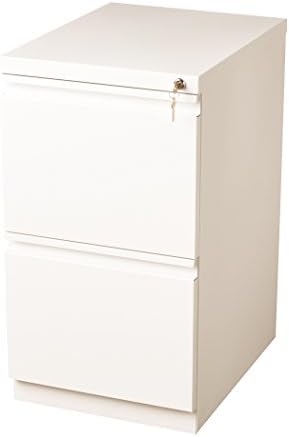 Office Dimensions 20 Inch Deep Metal 2 Drawer File with Full Pull, for Home and Office, Holds Letter Width Hanging Folders Mobile Pedestal, White