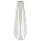 Rivet Modern Angled Stoneware Vase, 14.4'H, White