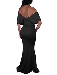 gobles mujeres Sexy cuello en V fuera del hombro vestido de noche Fishtail Maxi vestido