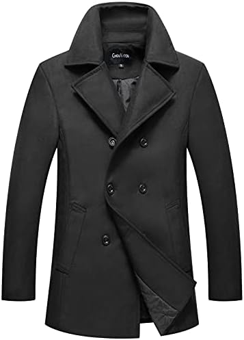 FANARCHER Men's Wool Blend Coats with Detachable Zipper Winter