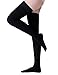 MGANG Medical 20-30 mmHg Compression Stockings for Women & Men, Pair, Thigh High Graduated Compression Socks, Closed Toe, Opaque, Support for Varicose Veins, Edema, DVT, Swelling, Flight, Black M