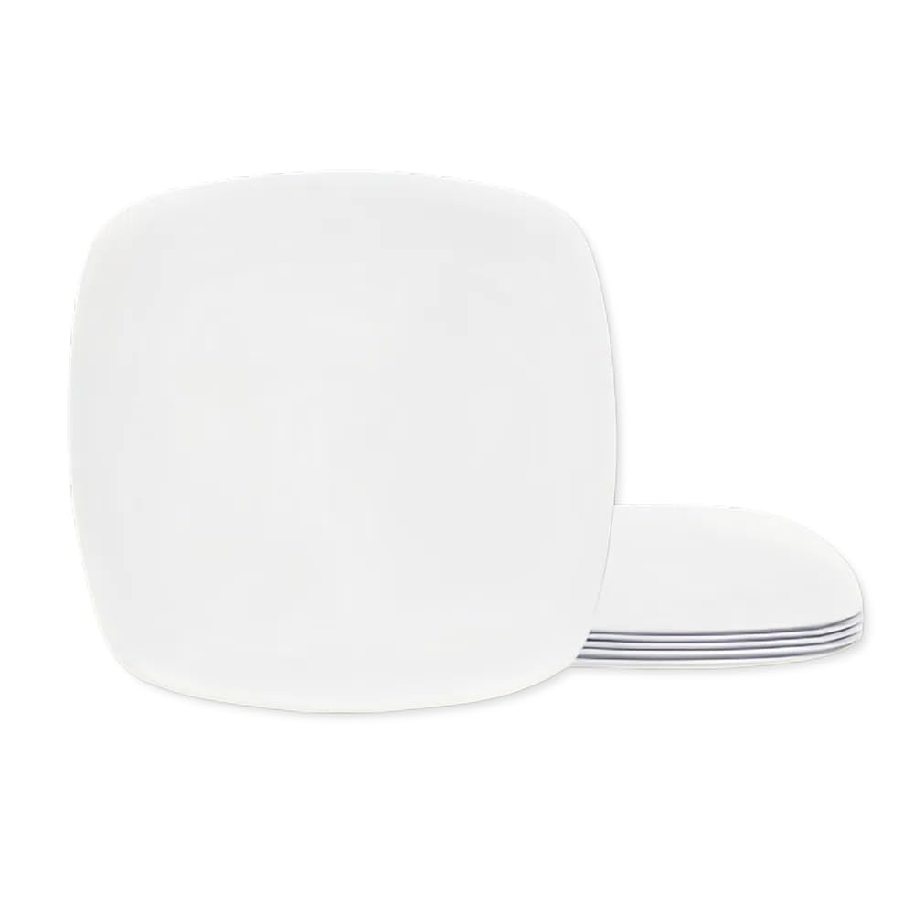Photo 1 of TP 10.5" Melamine Square Dinner Plates, 6-piece Plate Set Unbreakable Serving Dishes for Indoors and Outdoors, Unbreakable Dinner Service for 6, White