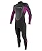 O'Neill Wetsuits Kids' O'Neill Youth Reactor 3/2mm Back Zip Full Wetsuit, Black/Pink/Graphite, 6