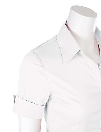 image for MAYSIX APPAREL Plus Size Womens Short Sleeve Stretchy Button Down Coll