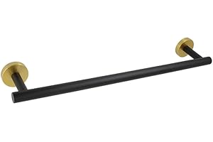 kimzcn 18-Inch Hand Towel Bar Stainless Steel Bathroom Towel Holder Kitchen Dish Cloth Hanger Wall Mount Black & Gold