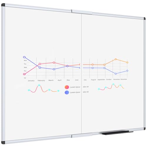 VIZ-PRO Dry Erase White Board/Magnetic Foldable Whiteboard, 48 X 36 Inches, Silver Aluminium Frame